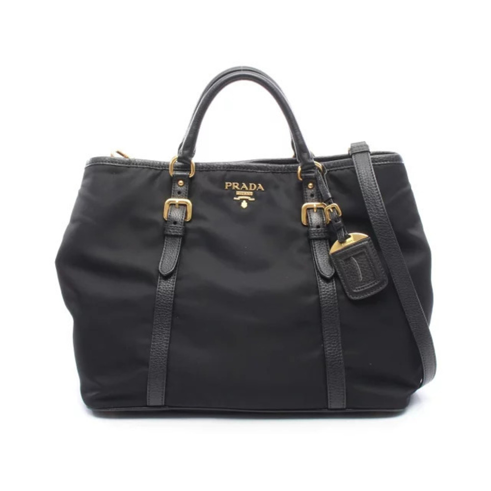 Prada Tessuto tote bag black leather